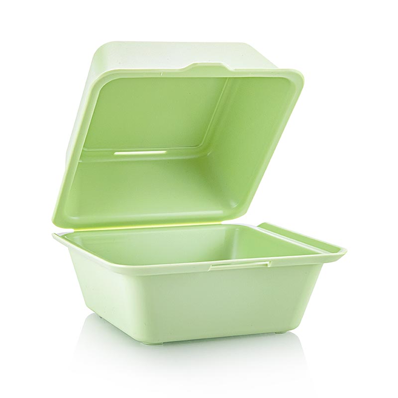 Genanvendelig takeaway-burgerboks, 157x157x104 mm, grøn, 50 stk