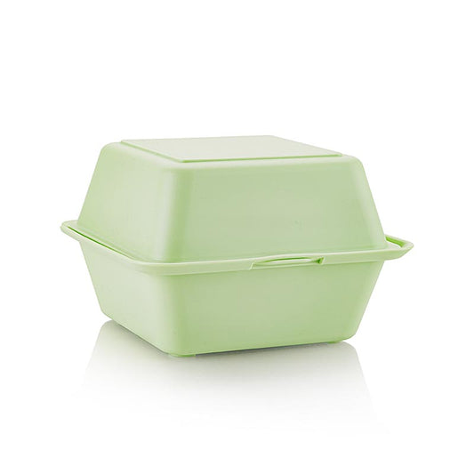 Genanvendelig takeaway-burgerboks, 157x157x104 mm, grøn, 50 stk