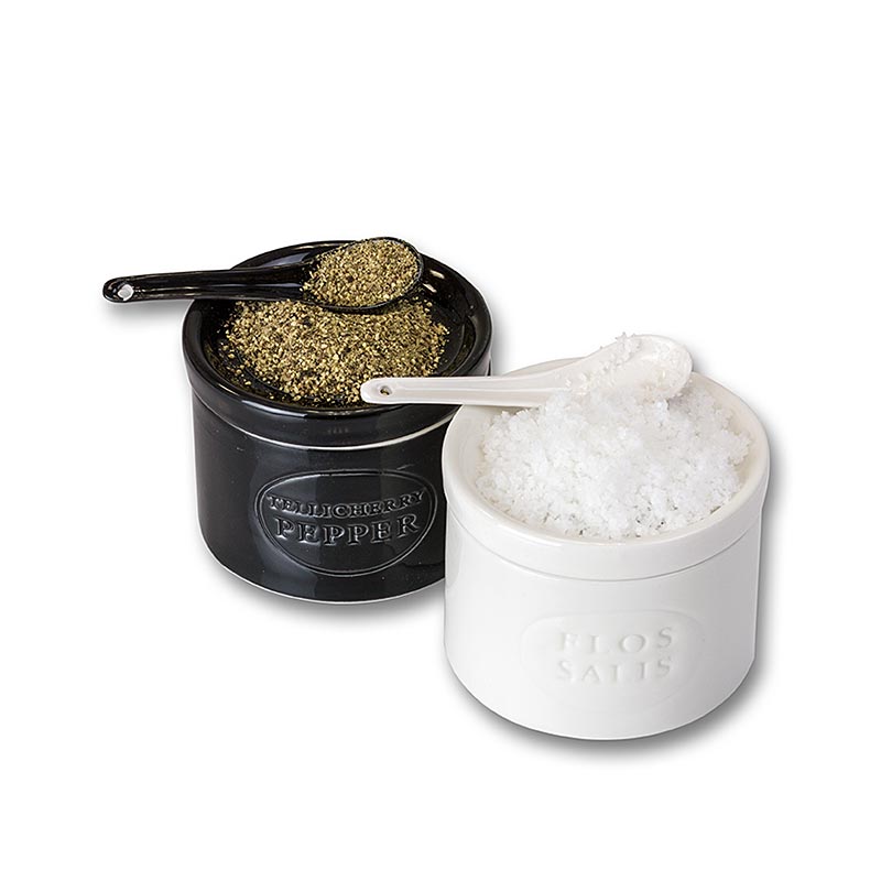 Keramiksæt, Marisol Flos Salis® 100 g & Tellicherry-peber 70 g, 170 g, 2 tlg.