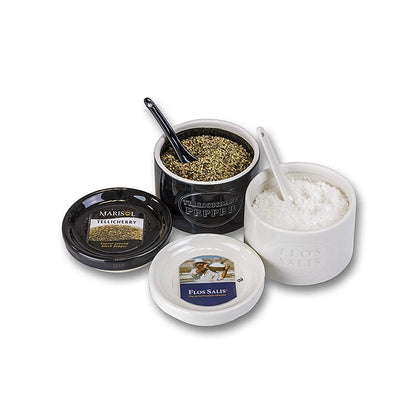 Keramiksæt, Marisol Flos Salis® 100 g & Tellicherry-peber 70 g, 170 g, 2 tlg.