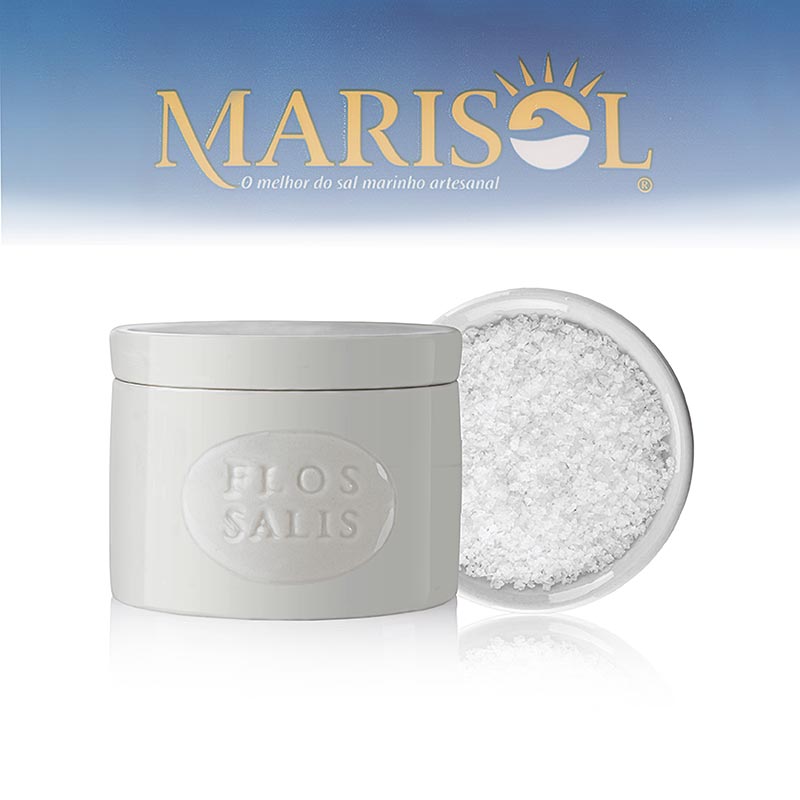 Bordssaltbeholder - rund - "Flos Salis®", Flor de Sal, lille, økologisk, 100 g