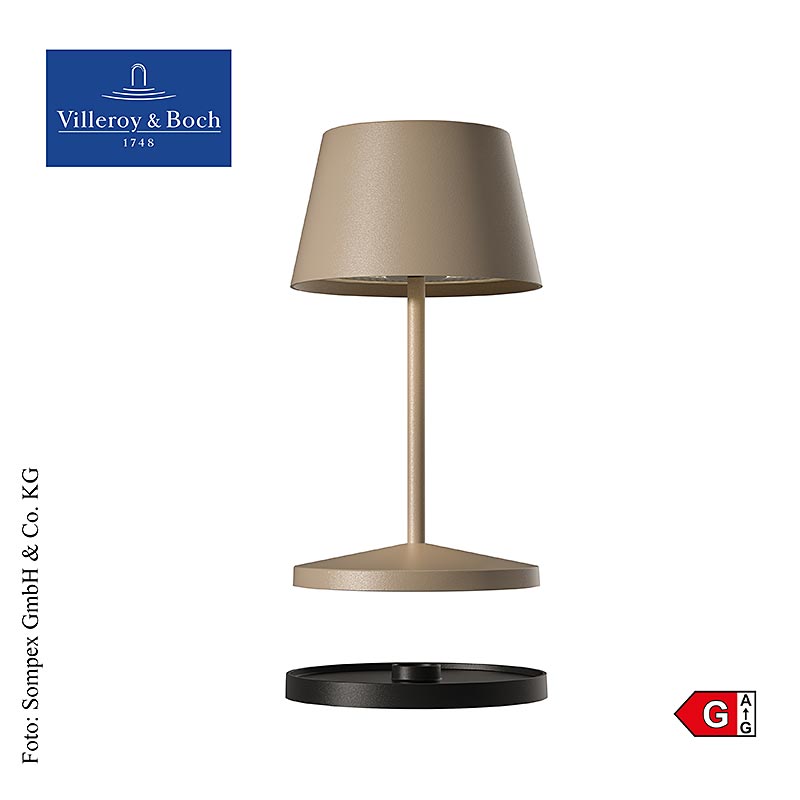 Bordlampe "SEOUL 2.0", med batteri, 20x11 cm, aluminium, sand (96963), 1 stk