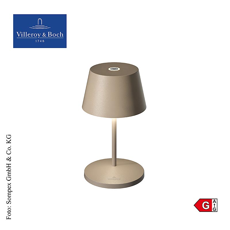 Bordlampe "SEOUL 2.0", med batteri, 20x11 cm, aluminium, sand (96963), 1 stk