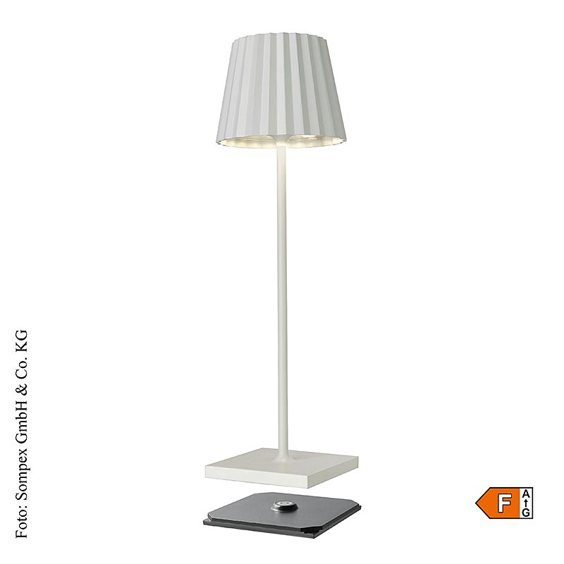 Bordlampe "TROLL 2.0 Outdoor", med batteri, 38x10x11 cm, aluminium, hvid (78170), 1 St