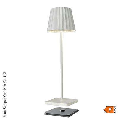 Bordlampe "TROLL 2.0 Outdoor", med batteri, 38x10x11 cm, aluminium, hvid (78170), 1 St