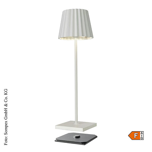 Bordlampe "TROLL 2.0 Outdoor", med batteri, 38x10x11 cm, aluminium, hvid (78170), 1 St