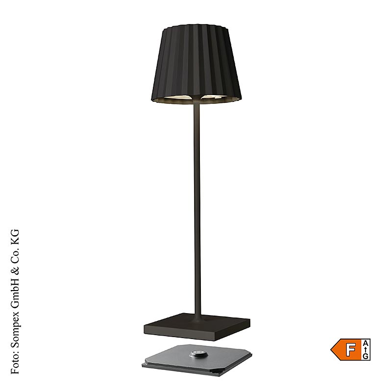 Bordlampe "TROLL 2.0- Outdoor", med batteri, 38x10x11 cm, aluminium, sort (78171, 1 St