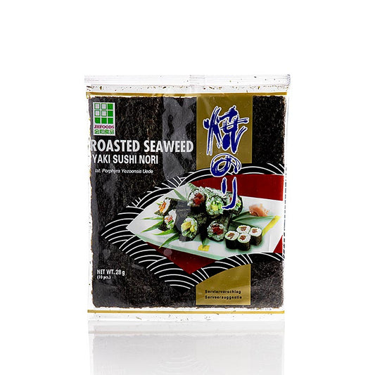 Yakinori, fuld størrelse, tørrede tangblade, ristede, JHFOODS, 28 g