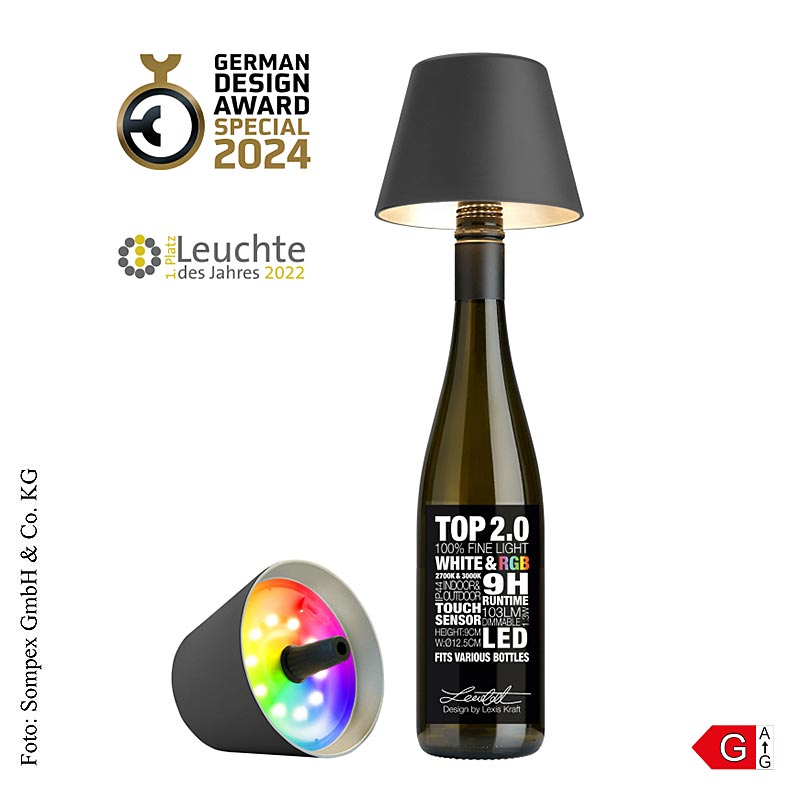 Bordlampe "TOP 2.0", til flasker, med batteri, 11x12,5 cm, 1 St
