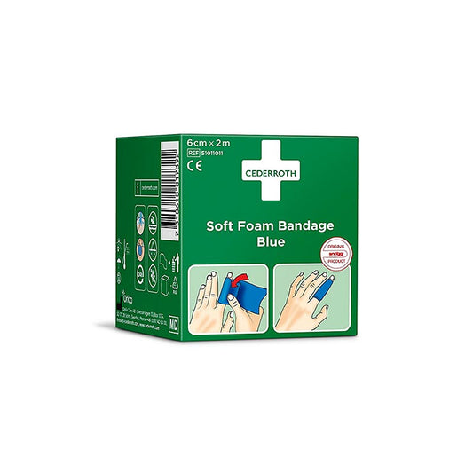 Cederroth - Soft Foam Bandage, Blue, 6 cm x 2 m (51011011), 2 m