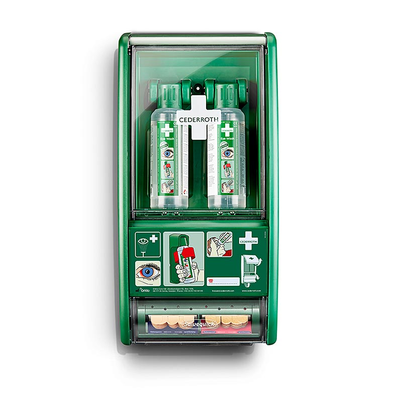 Cederroth - Eye Wash Station, øjenskyl, med holder og plaster (721500), 1 stk