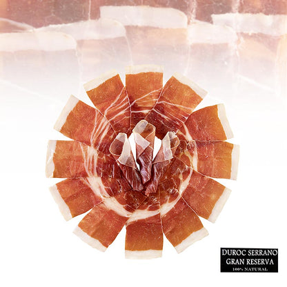 Jamon Serrano Gran Reserva, mindst 24 måneder, skinke (Duroc), skåret, 100 g