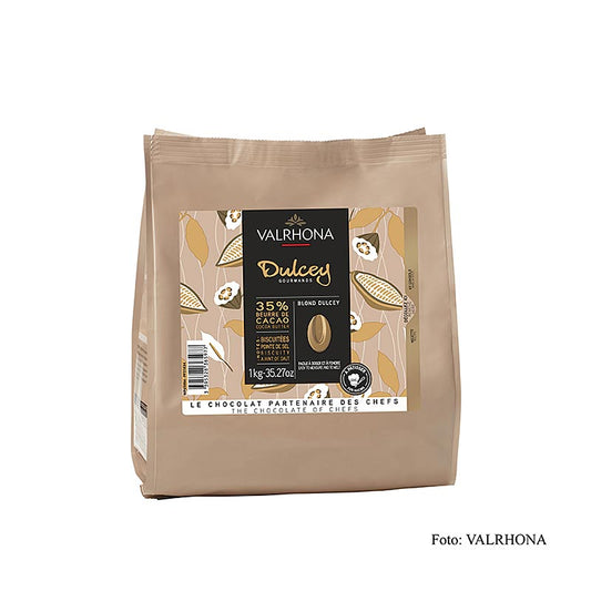 Valrhona Dulcey, lys chokolade 35 %, callets (31834), 1 kg
