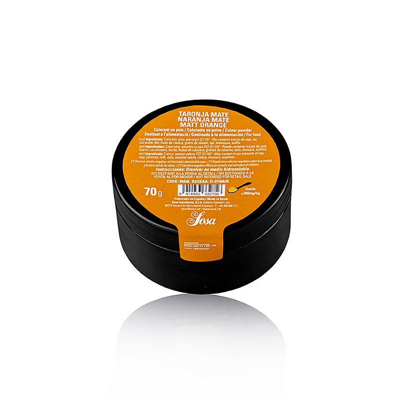Sosa fødevarefarve orange mat, pulver, vandopløselig, (39436), 70 g