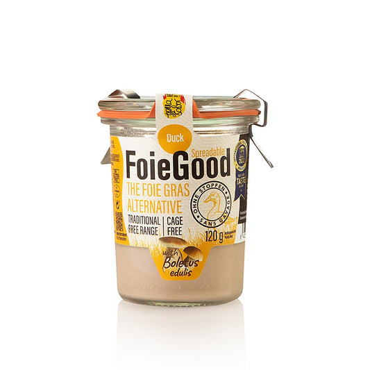 Andeleverpostej / smørbar, med porcini-svampe, FoieGood (uden prop), 120 g