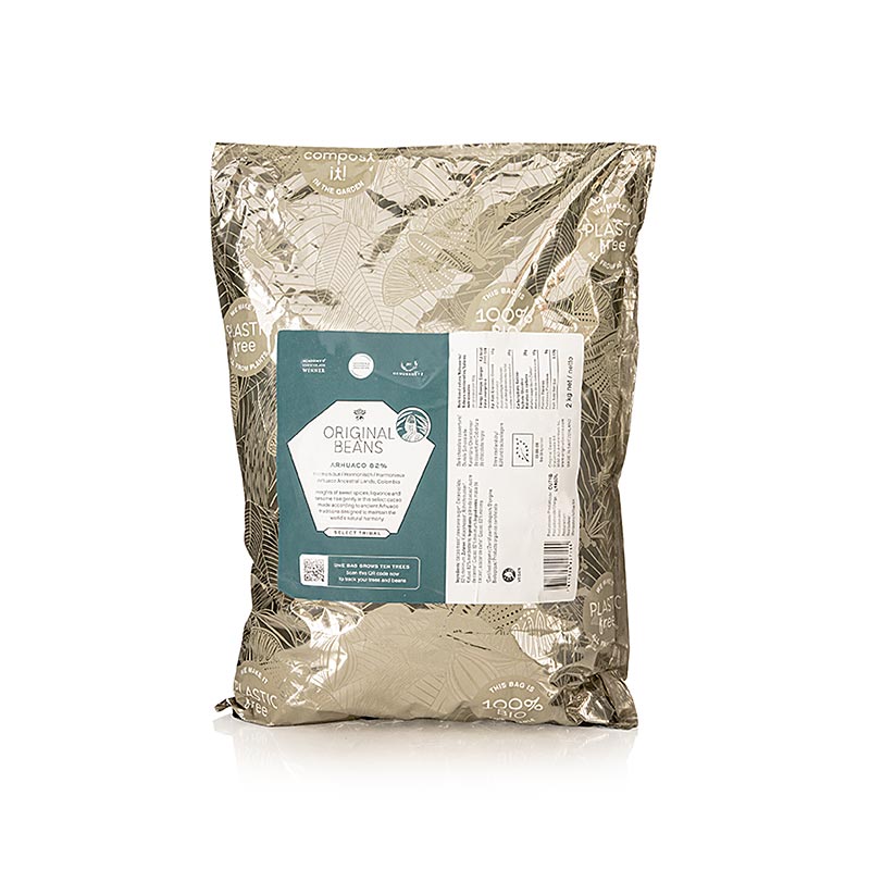 Arhuaco Businchari 82 % bitter couverture, callets, Original Beans, økologisk, 2 kg