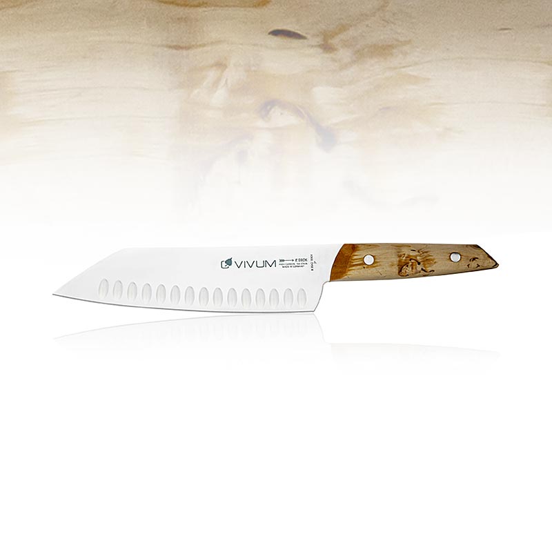 VIVUM Santokukniv, hulskåret, med træskæfte, 18 cm, TYKT, 1 stk