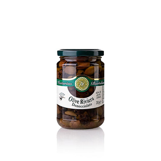 Venturino Denocciolate Riviera-oliven i olivenolie, uden sten, 280 g