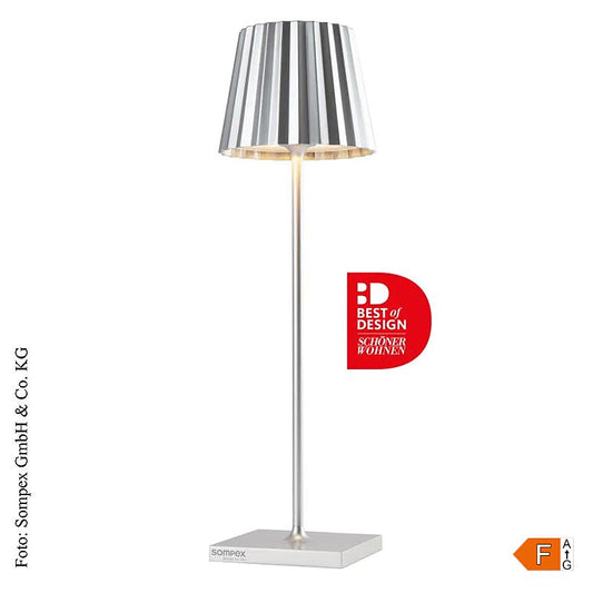 Bordlampe "TROLL 2.0- Outdoor", med batteri, 38x10x10 cm, aluminium, sølv (78186, 1 St