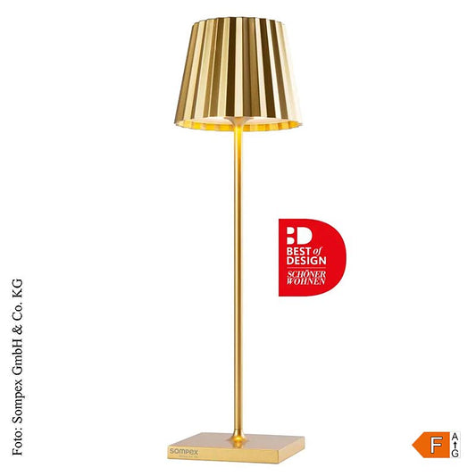 Bordlampe "TROLL 2.0- Outdoor", med batteri, 38x10x10 cm, aluminium, guld (78187, 1 St