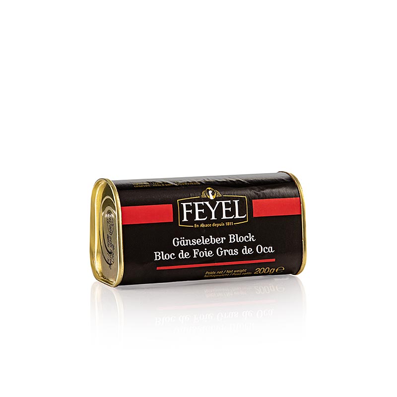Gåseleverblok, Foie Gras, trapezformet dåse, Feyel, 200 g
