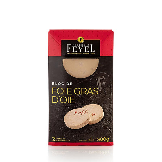 Gåseleverblok, Foie Gras, 2x40 g i skiver, Feyel, 80 g, 2 stk
