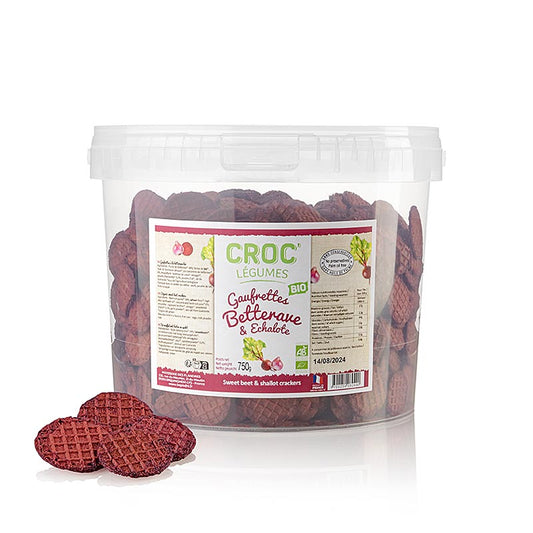Barsnack - Croc Légumes, franske mini-vafler med rødbede og skalotteløg, økologi