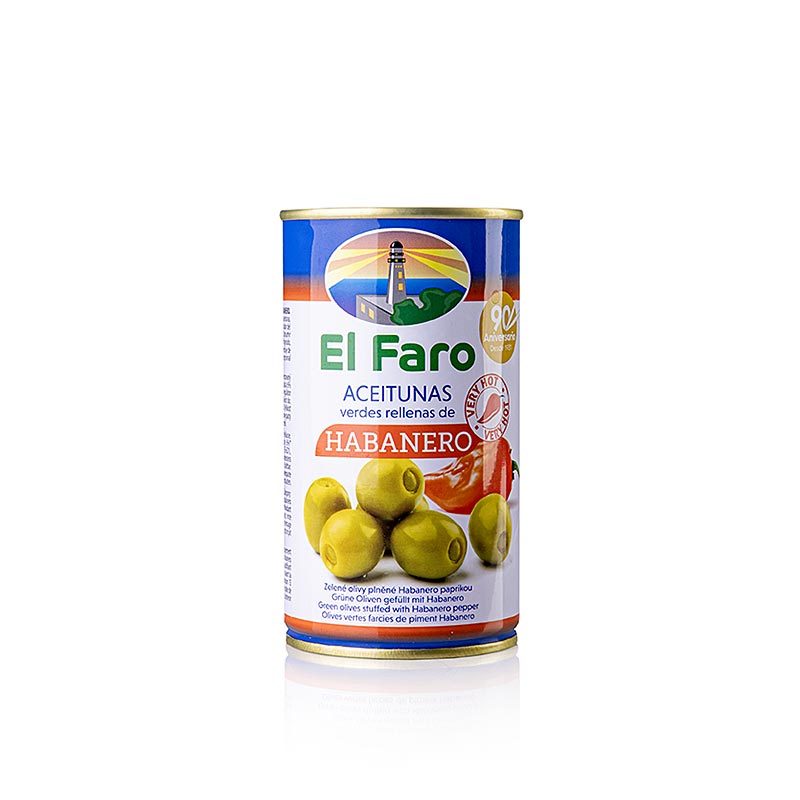 Grønne oliven, med habanero-chili, El Faro, 350 g