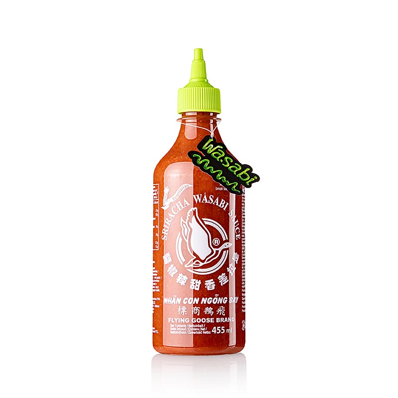 Sriracha chilisauce, med wasabi, Flying Goose, 455 ml
