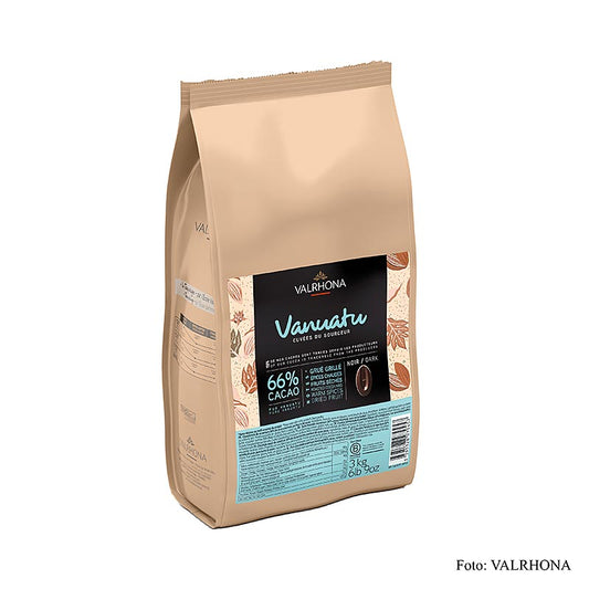 Valrhona Cuvee Vanuatu, mørk couverture, 66 % kakao, callets (44722), 3 kg