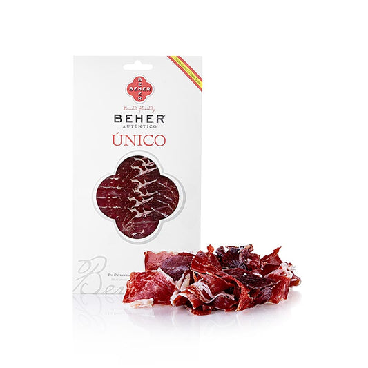 Jamon Iberico Cebo de Campo "Unico", skiveskåret skinke, Beher, 100 g