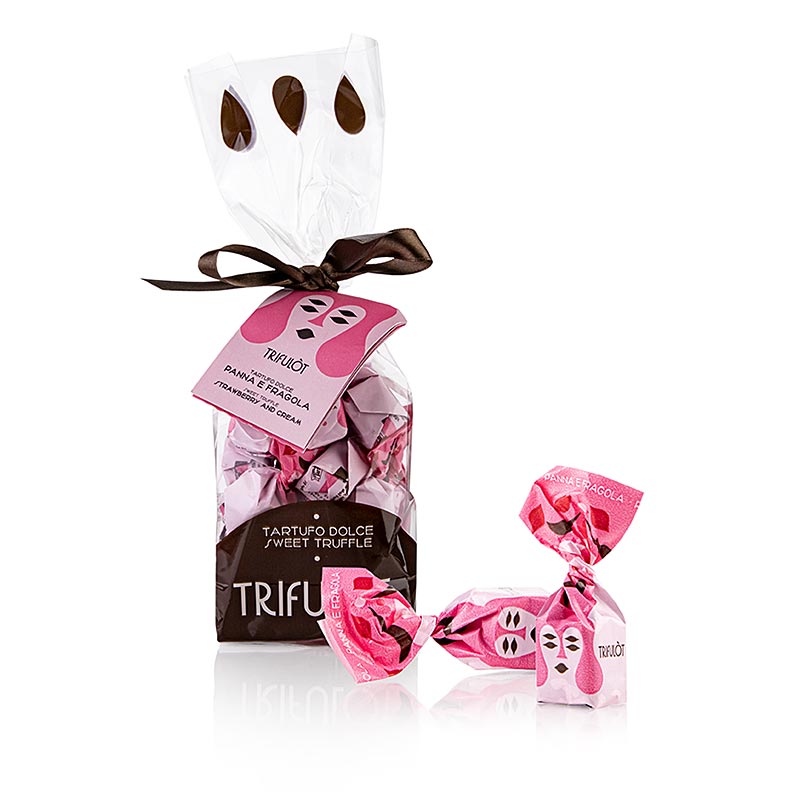 Tartuflanghe Mini-trøffelpraliner "trifulòt", jordbær & fløde, ca. 7 g 180 g
