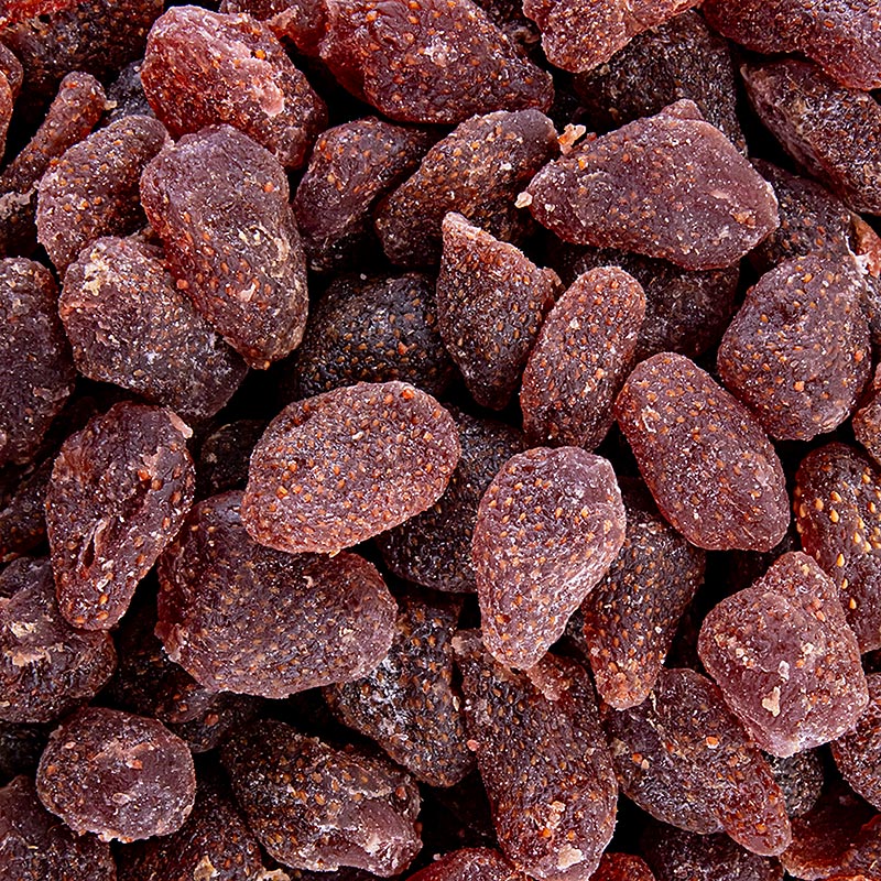 Jordbær, tørrede, sukkerglaserede, svovlbehandlede, 1 kg