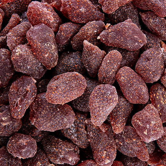 Jordbær, tørrede, sukkerglaserede, svovlbehandlede, 1 kg