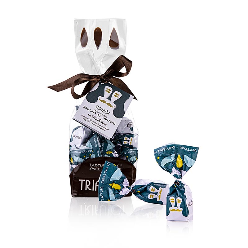 Tartuflanghe Mini-trøffelpraliner "trifulòt", Dulcis Tuber, sommertrøfler (teal)