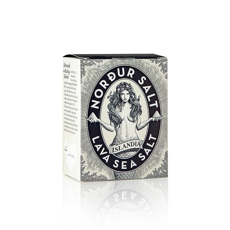 NORDUR islandske saltflager, LAVA (sort salt med kul), dekorationssalt, 100 g