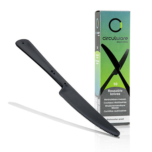 Haval Circulware genanvendeligt kniv, 19 cm, sort, ekstra stabil, PP-MF, 10 stk