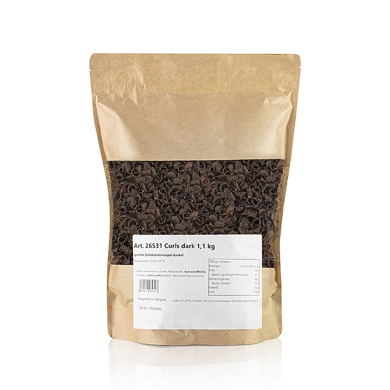 Chokoladekrøller, mørk (Curls Dark), 1,1 kg