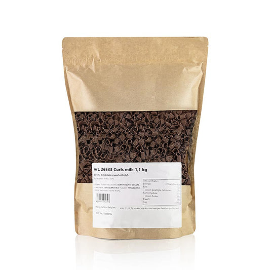 Chokoladekrøller, blomst, mælkechokolade (Curls milk), 1,1 kg