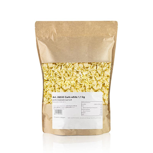 Chokoladepynt, blomst, hvid (Curls white), 1,1 kg