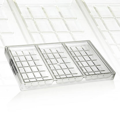 Chokoladeform "Tafel", 161x78x15 mm, 3-delt, til ca. 200 g, Brunner, 1 stk