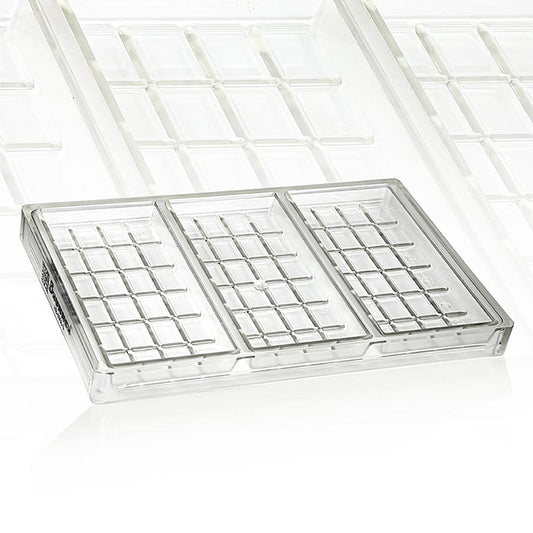 Chokoladeform "Tafel", 161x78x15 mm, 3-delt, til ca. 200 g, Brunner, 1 stk