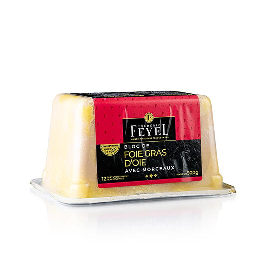 Gåseleverblok, Foie Gras, med stykker, Feyel, 500 g