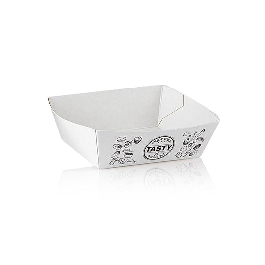 Pommes frites-skål "Tasty", S, 90x70x35 mm, pap, 400 stk