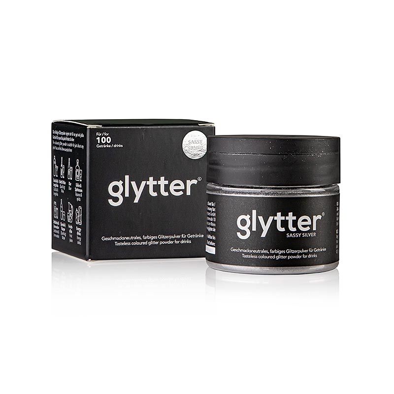 glytter "Sassy Silver", glimmerpulver til fødevarer, (sølv), 10 g