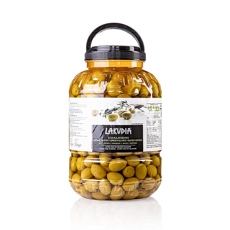 Grønne oliven "Chalkidiki Colossal", med sten, Lakudia, 5,5 kg