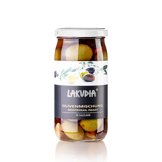 Olivenblanding, middelhavsinspireret, pikant, med chili, Lakudia, 355 g