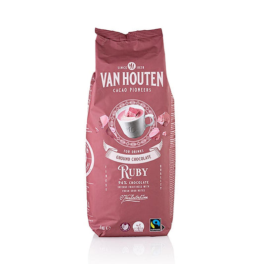Van Houten Ground Ruby Chocolate, drikkekakaopulver, 1 kg
