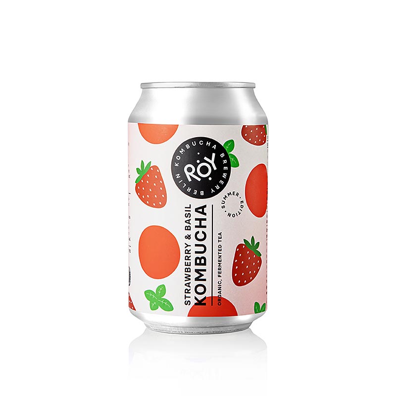 ROY Jordbær-basilikum-kombucha Berlin (sommerudgave), økologisk, 330 ml