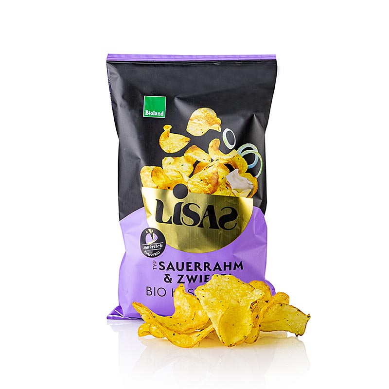 Lisa's Chips - creme fraiche og forårsløg (kartoffelchips), økologisk, 115 g